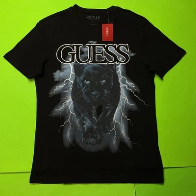 GUESS Los Angeles Men’s Short Sleeve T-Shirt Size MEDIUM Black Panther NEW - Image 1 of 4