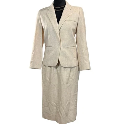 Vintage 70s JH Collectibles Tan Wool Blazer & Skirt Set Women’s 6 Career Classic - Image 1 of 4