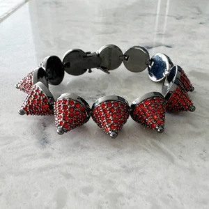 Eddie Borgo Cone Bracelet Sterling Silver Red Crystal Statement Jewelry - Picture 1 of 9