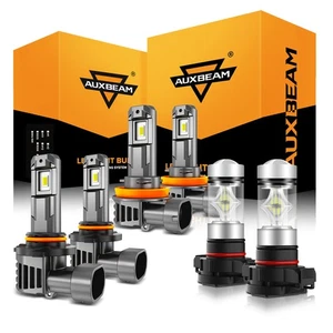 For Chevy Silverado 2500 3500 HD 2007-2021 AUXBEAM LED Headlight Fog Bulbs 6500K - Picture 1 of 12
