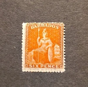 Barbados Stamp Scott #20: 1861 6d Britannia, MNH/OG - Picture 1 of 4