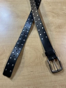 Cintura uomo in pelle nera 3XL (50-52) con rivetti - Foto 1 di 9