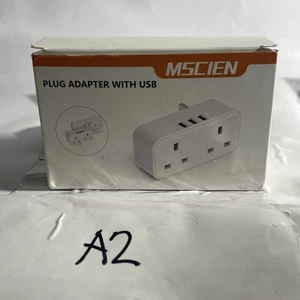 UK 5-in-1 Plug Adapter Double Plug with 3 USB - Picture 1 of 4