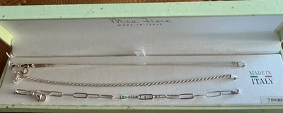 Mia Fiore Hecho en Italia Diadema Plata de Ley 925 Juego de 3 Brazaletes Talla 7” Nuevo en Caja Foto 1 de 4