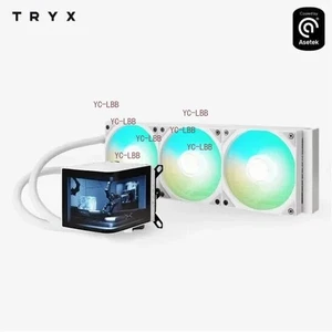 TRYX PANORAMA 360mm ARGB White Liquid Cooler With Curved Amoled Display Asetek 8 - Afbeelding 1 van 6