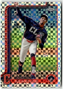 2025 Topps Chrome MLB No. 21 Triston McKenzie Checkerboard Refractor - Bild 1 von 2