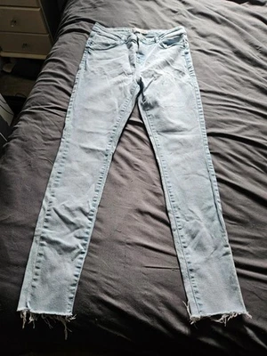 Stylish Light Blue Skinny Jeans with Frayed Hem - Image 1 of 2
