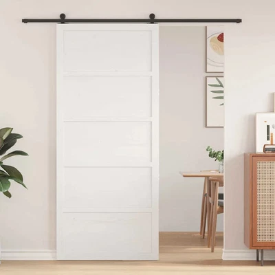 Barn Door White 100 x 208 cm Solid Pine wood vidaXL - image 1 of 4