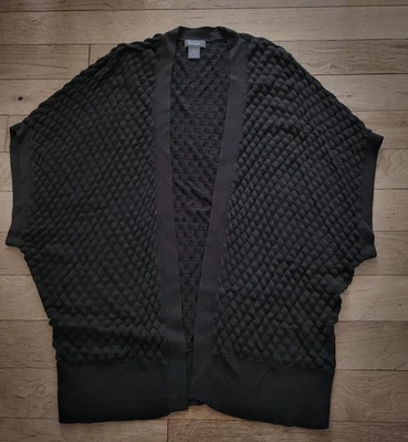 Women's Neiman Marcus Shrug, w/ Open Front, Honey Comb Knit, Black Sz L - Image 1 of 4