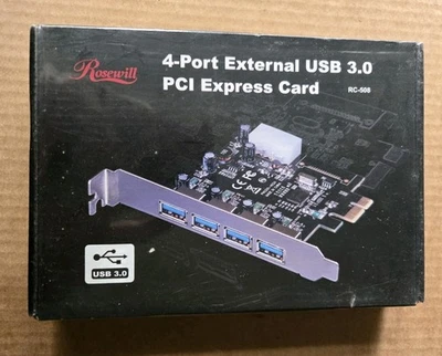 Rosewill model RC-508 4-Port USB 3.0 PCI Express Card New Sealed - Image 1 of 2