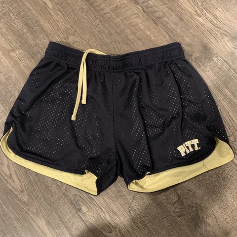 Colosseum Pitt Panthers Navy Blue/Gold Wiggum Reversible Wordmark Shorts Cover