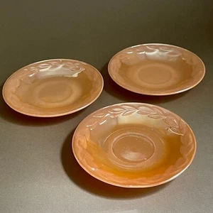 VTG 1950s — Set of 3 — FIRE KING Peach Lustre Laurel Leaf Replacement Saucers - Picture 1 of 4