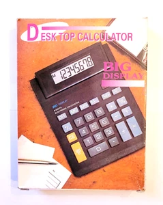 NIB Vintage 1980s Desktop Calculator - Big Numbers Display Solar - New Works - Picture 1 of 3