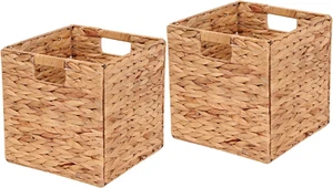 Wicker Storage Cubes Baskets Rectangular Laundry Organizer Totes for Shelves Set - Picture 1 of 1