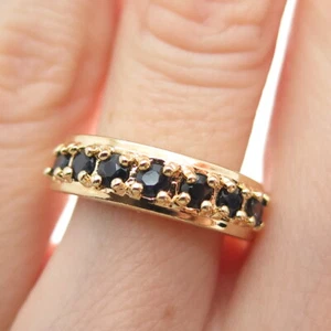 ROSS SIMONS 925 Sterling Silver Gold Plated Real Sapphire Gem Ring Size 5.25 - Picture 1 of 9
