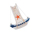 Wooden Nautical Sailboat Decor with Fishing Net - Beach Home Decoration