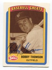 1990 Swell Baseball Greats Bobby Thomson Signed Baseball Card Autograph AUTO #21