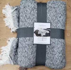 Threshold Marled Boucle End Of Bed Throw Blanket ~ 60” x 80” w/Fringe  ~ Gray  - Picture 1 of 3