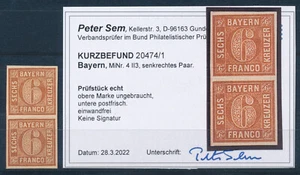 Bayern 6 Kreuzer Ziffer 1858**/* Paar Michel 4 II 3 Befund (S26028) - Bild 1 von 1