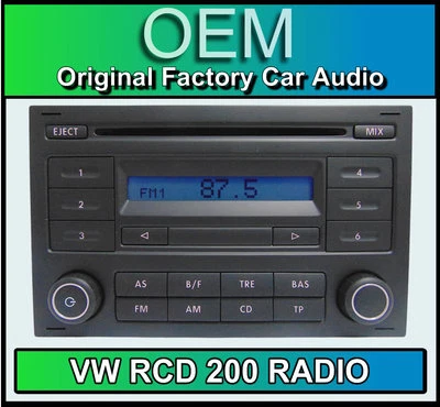 VW RCD 200 Lettore CD Polo Auto Stereo Testa Unità Fornito Con Codice Radio - Immagine 1 di 3