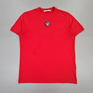 Givenchy Paris Mens T Shirt Red Medium Plaque Chest Logo Tee Short Sleeves - Picture 1 of 10