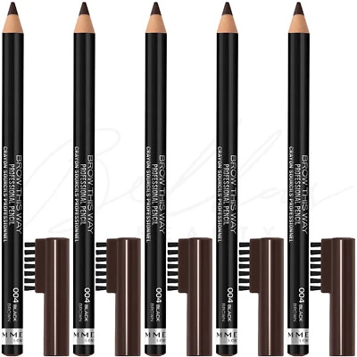 RIMMEL Professional Eyebrow Pencil with Brush Comb - 004 Black Brown *PACK OF 5* - Image 1 of 4