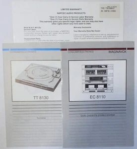 Tocadiscos MAGNAVOX AM-FM EQ doble casete TT 8130 estéreo EC 8110 manual del propietario - Imagen 1 de 3