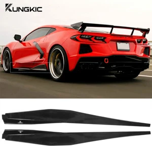 Side Skirts Extension Panel Lip For 2020-2023 Corvette C8 5VM Carbon Fiber - Foto 1 di 8