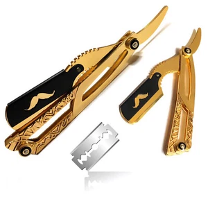 Gold And Black Exclusive Professional Classic Straight Edge Razor Double Edge - Picture 1 of 2