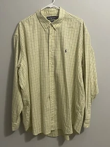 Polo Ralph Lauren Blake Dress Shirt Button Up Long Sleeve XXL Yellow Plaid - Picture 1 of 6