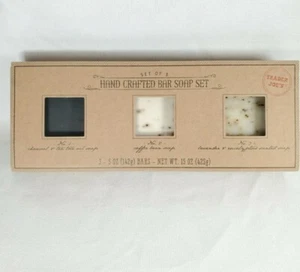 NEW Trader Joe's Hand Crafted Bar Soap Set of 3 Charcoal Coffee Bean & Lavender - Picture 1 of 3