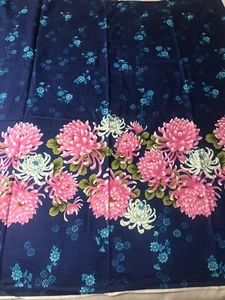 2-YARDS Vintage Cotton Blend Fabric Pink CHRYSANTHEMUMS One-Sided Border 42" - Imagen 1 de 3