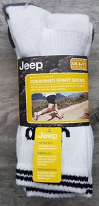 Jeep Cushioned Sport Socks Pack of 3 pairs UK 6 - 11 - Picture 1 of 6