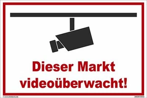 Schild 45 x 30 cm - Dieser Markt - Videoüberwachung Aluminiumverbundpl. - Bild 1 von 1