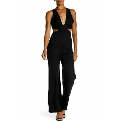 Wildfox Women’s Black Cutout Jumpsuit Size Small Sleeveless V-Neck Lyocell USA - Image 1 of 4