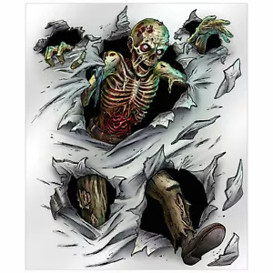 HALLOWEEN ZOMBIE INSTA MURAL SCENE SETTER PARTY WALL DECORATION POSTER SKELETON - Picture 1 of 3