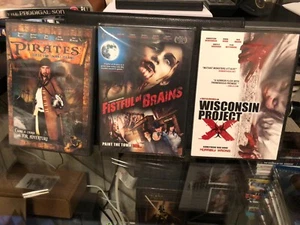3 Brain Damage DVDS - Fistful Of Brains / Wisconsin Project X / Pirates Quest - Picture 1 of 8