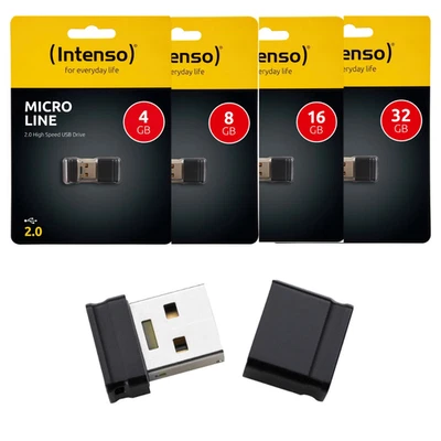 Intenso USB Stick 4 8 16 32 GB Speicherstick Micro Line schwarz USB 2.0 - Bild 1 von 4