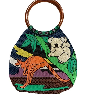 Bolso de hombro australiano canguro koala con cuentas vintage años 70 Foto 1 de 4