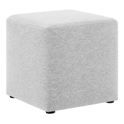 Callum 17 Inch Square Ottoman Heathered Weave Side Table Vanity Seat Light Gray - Image 1 of 4