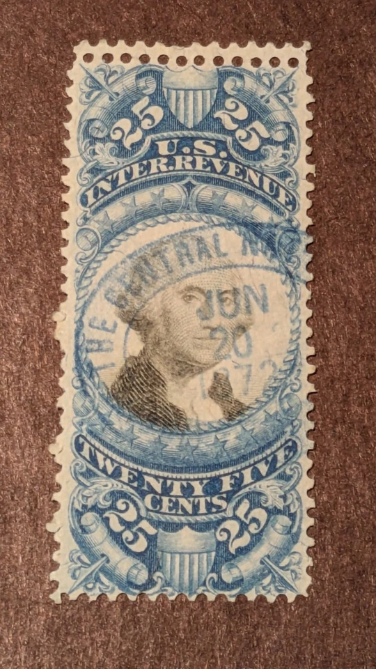 U.S. Revenue Stamp #R112 used with handstamp cancel and extra row of perfs. - Image 1 of 1