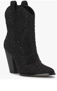 Jessica Simpson Western Boots Size 9 / 40 Black Embellished Block Heel NEW - Picture 1 of 7