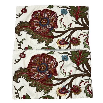 2 fundas de almohada Pottery Barn bordadas de campo francés florales 16 x 26 boho Foto 1 de 4