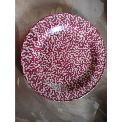 Plato de cena rojo 10 pulgadas Roseville esponja talleres de Gerald E. Henn EE. UU. Foto 1 de 2