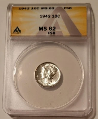 1942 Mercury Dime MS62 FB ANACS - Image 1 of 4