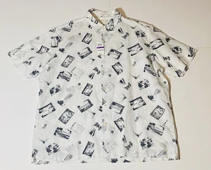 Camicia Tasso Isola d'Elba uomo XXL manica corta bottoni barche a vela bianca - Foto 1 di 7