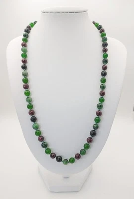 Collar 20" Shungita Rubí Fucsita Granate y Jade Verde, 6mm Foto 1 de 4