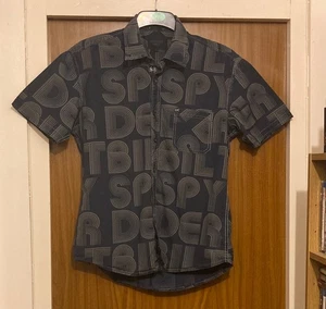 Spyder Bilt men's shirt L Large slim fit blue/grey short sleeved casual Summer - Picture 1 of 8