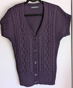 Sportscraft Women's Cardigan Sz S Purple Wool Blend Knit Vest Buttons Layering - Picture 1 of 23
