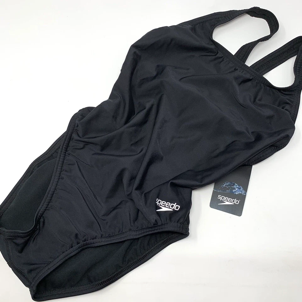 Speedo Solid Pro LT Swimsuit One Piece Womens Sz 6/32 Team Black Aquatic Sports